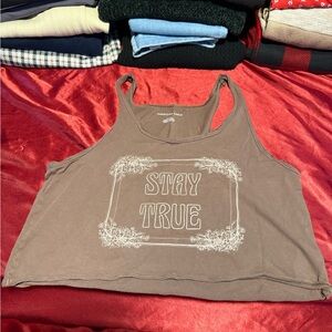 American Eagle Outfitters Stay True Graphic Crop Top - Brown